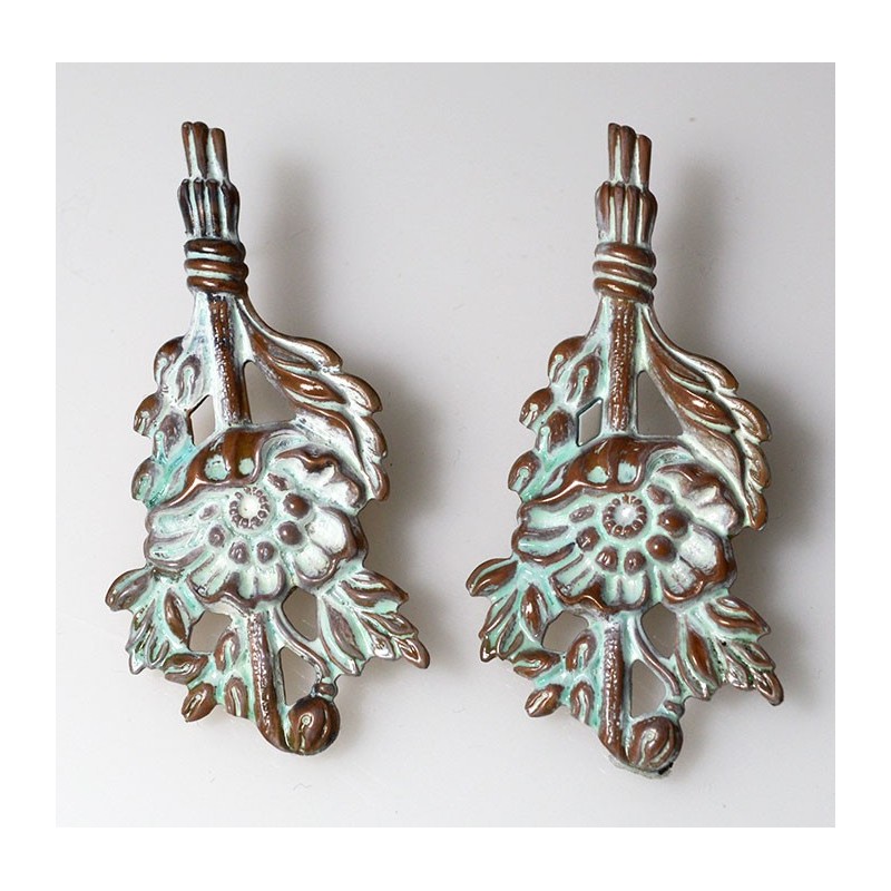 White Chocolate Patina Brass Floral Earrings White Chocolate Patina Brass Floral Earrings