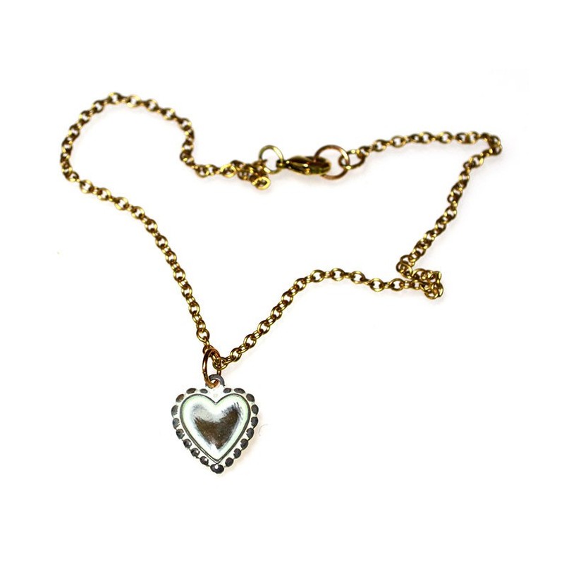 White Chocolate Patina Brass Heart Ankle Bracelet White Chocolate Patina Brass Heart Ankle Bracelet