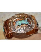 Neo-Victorian Handforged Copper and Patina Brass Equestrian Jewelry